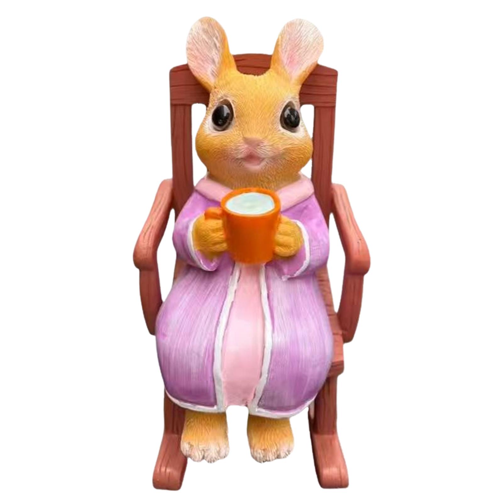 

Rabbit Garden Statue Easter Craft Cartoon Animal Sculpture Multicolor for Housewarming Table Shelf Yard Patio Indoor