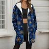 Women's Christmas Printed Fashionable Loose Zipper Fleece Hoodie Jacket