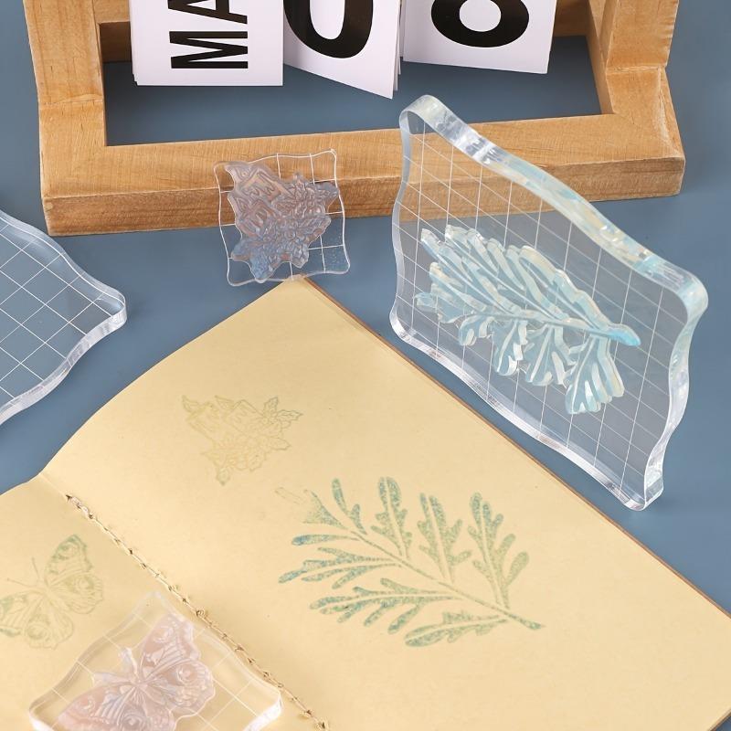 5 Stück Transparente Acryl-Stempelset für DIY Scrapbooking Kartenherstellung Stempel-Bastelarbeiten Kompatible Stempeladapter Stempeltechnik