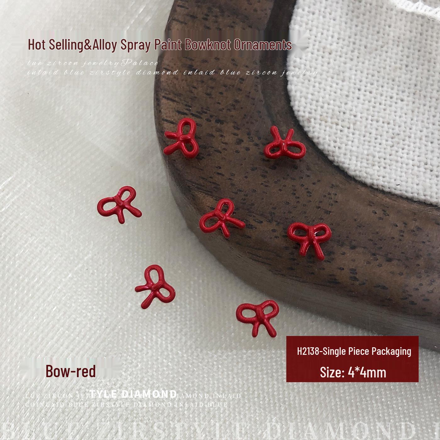 Red & Black Bow Nail Art Charms - DIY French Rhinestone Accessories