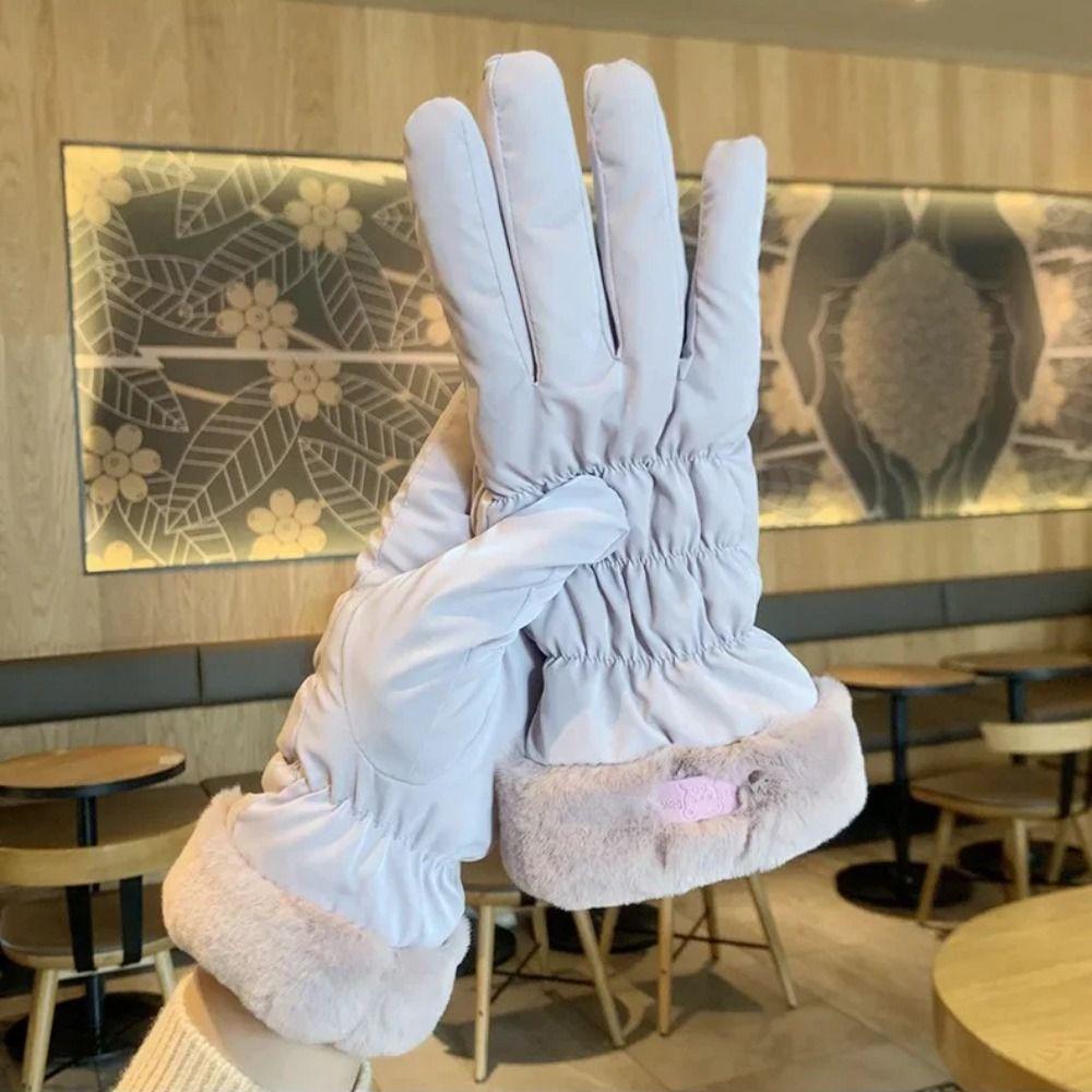 Breathable Little Bear Padded Gloves Warm Bicycle  Gloves  Women
