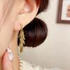 Trendy Leaf Tassel Long Stud Earrings - High-End European & American Fashion