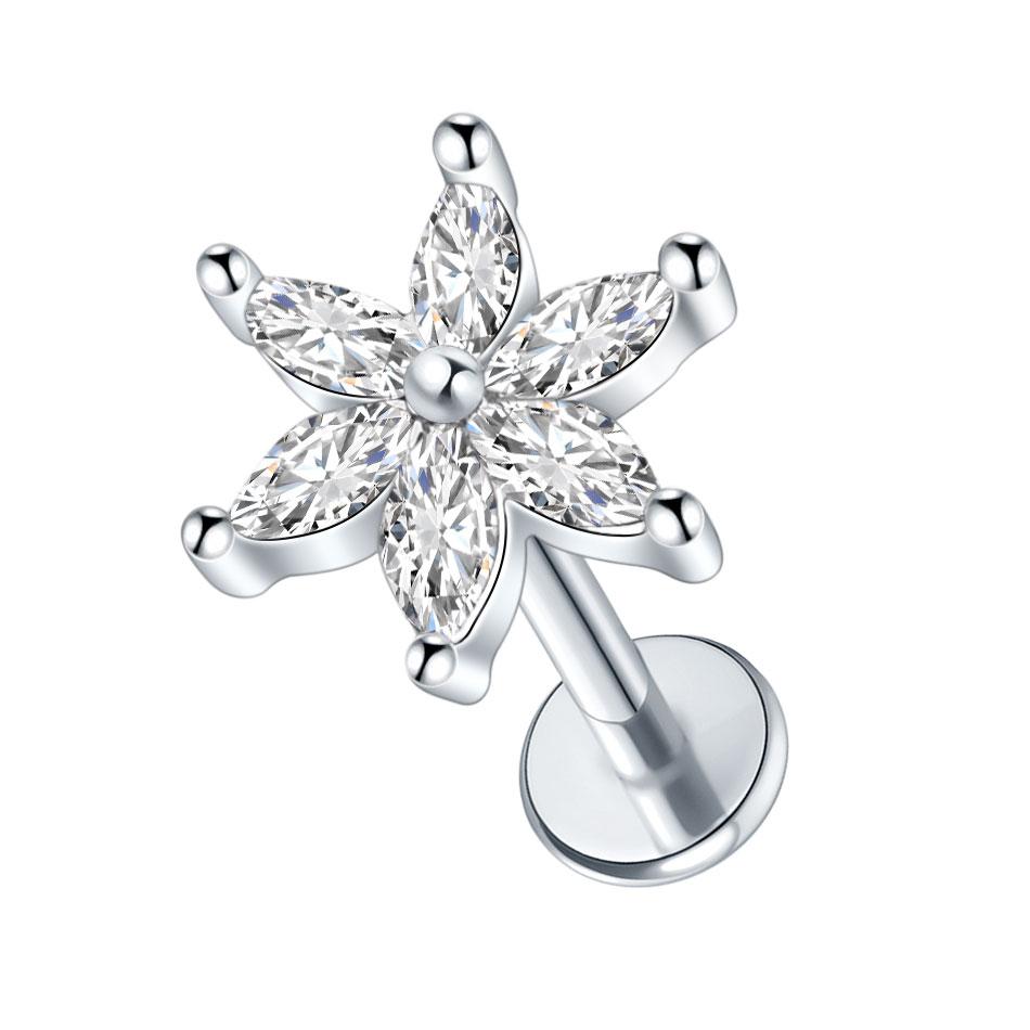 1/5PCS Steel 16G Cluster Marquise CZ Tragus Helix Stud Conch Lobe Rook Cartilage Leaf Flat Back Labret Stud Earrings Jewelry