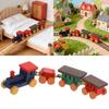 1/12 Miniature Wood Train Toy with Vibrancy Color Carriages and Metal Hooks for Doll House Scene Display Enhancement