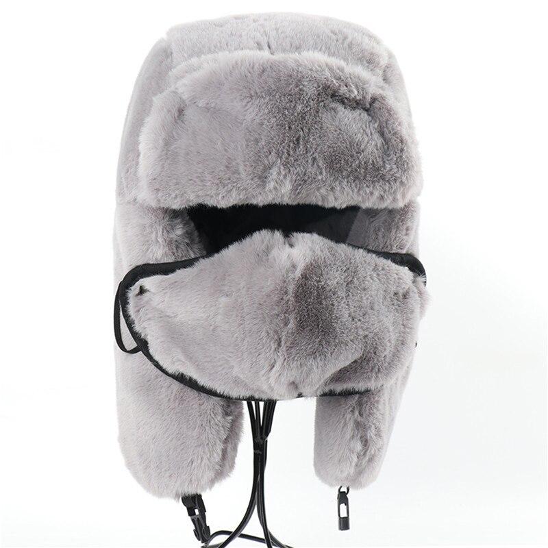 Warm Pink Ski Earflaps Mask Soviet Hat 
