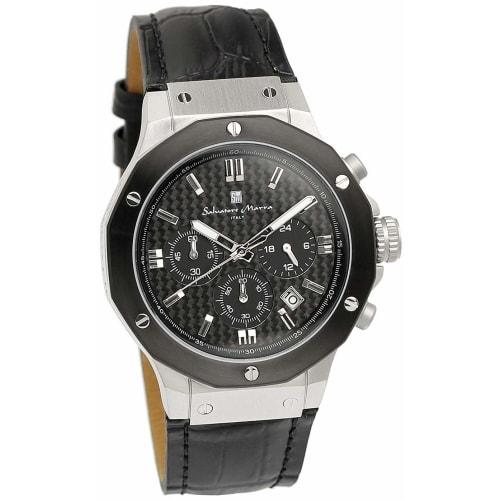 

Salvatore Marra Men s Black and Silver Chronograph Watch, Water Resistant to 10 ATM, Perfect for Business and Formal Wear