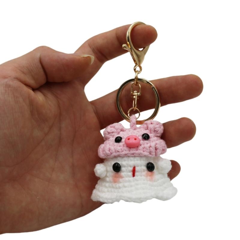 Handmade Crochet Specter Keychain Decoration Stylish Phantom Handwoven Keyring Pendant Elegant Bag and Car Accessory