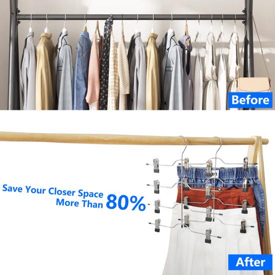 Pants Hanger Good Load-bearing Multi-layered Rustproof Non-slip Simple Installation 4 Tier Wardrobe Clothes Organizer Pants Hanger Household Supplies