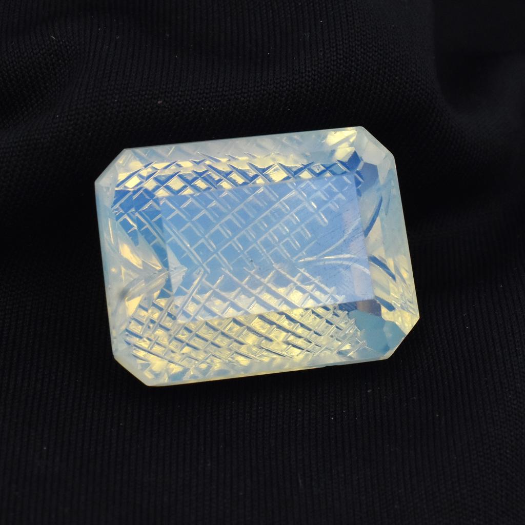 Lab-Created White Opal Loose Gemstone 68.35 ct Emerald Cut October Birthstone for Gem Collections