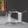 Heat-Resistant Borosilicate Glass Soup Pot with Double Stainless Steel Handles