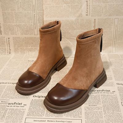 Botines de Plataforma de Moda para Mujer Zapatos Gruesos Invierno 2025 Tendencia Gladiador Gamuza Zapatos Casuales Retro Exterior Caminar Acogedor Botas Mujer