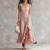 V Neck Sleeveless Ruffle Split Maxi Dress for Women Elegant Sundresses for Women Vacation Outfits for Women Casual Dresses for Women
