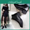 Low Heel Short Boots Womens Boots Wild Small Leather Shoes Round Head Womens Shoes