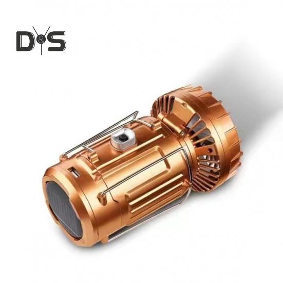 2-i-1 Viftelys Vanntett Solcelledrevet LED Campinglykt med Vifte Bærbar Oppladbar Lampe Multifunksjonell Vifte for Utendørs Camping