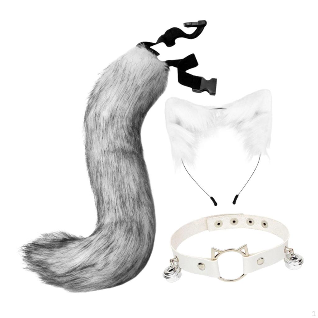 Cat Ears Headband and Tail Set Cosplay for Stage Show Carnivals Party