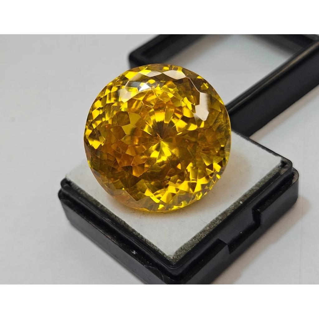Yellow Color Cambodia Zircon 88-89 Ct Round Cut Certified Stunning Gemstone