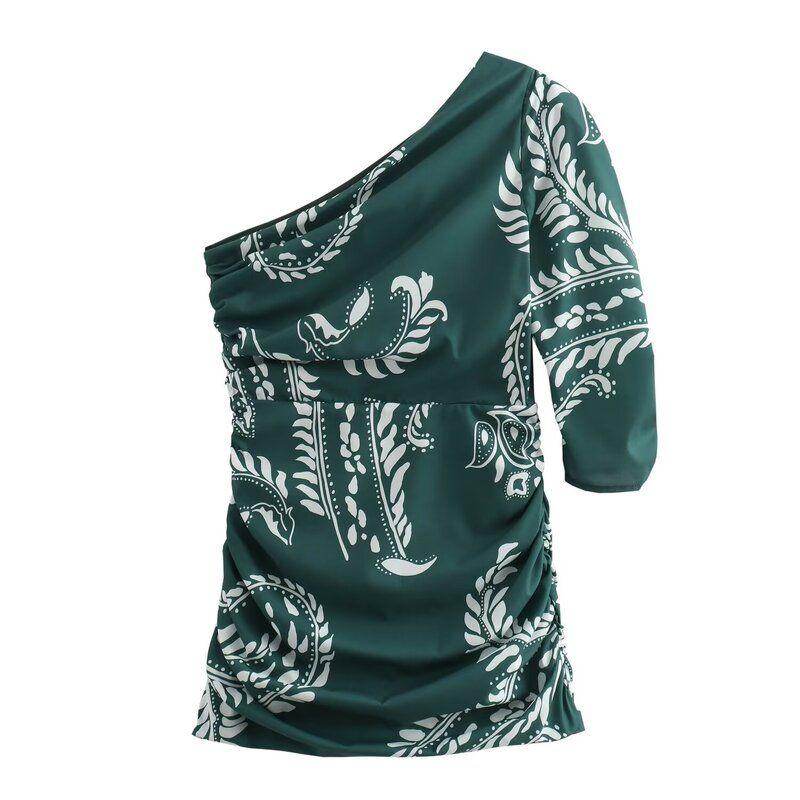 Fashion Style 2024 Summer New Arrival Women's Clothing Stylish Easiest for Match Fashion One Shoulder Print Dress 8486254