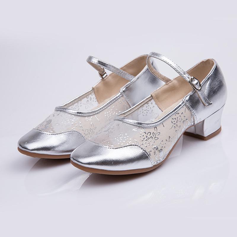 

Latin Dance Mesh Square Dance Shoes Low-top Soft-soled Dance Shoes Women s Shallow Mouth Modern Dance Shoes Rubber-4-41 срібний