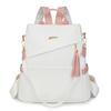 Womens Tassel Shoulder Backpack Soft PU Leather Casual Commuter Bag With Anti-Theft Design Lightweight Comfort