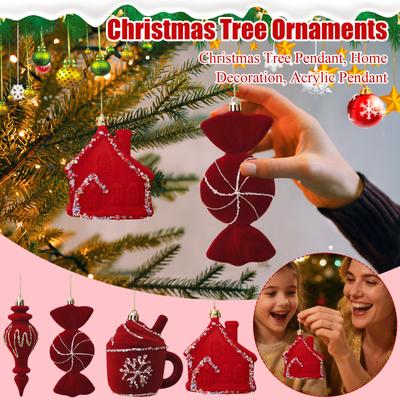 Creative Multi- Flocked Painted Christmas Tree Ornaments And Decorations