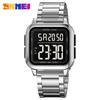 SKMEI 2133 Luxury Stainless Steel Digital Watch for Men Sports Waterproof LED Display Countdown Mens Wristwatches Reloj Hombre