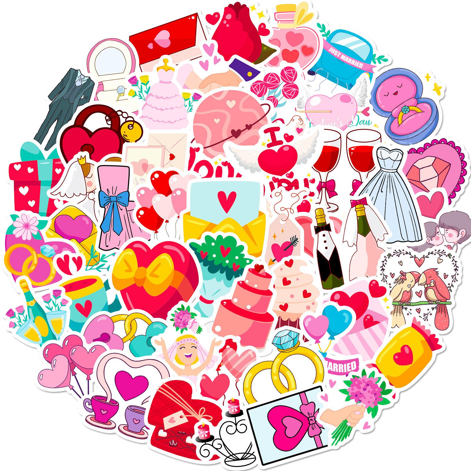 

50 Wedding Graffiti Stickers Wedding Cartoon Diy Graffiti Computer Suitcase Wedding Stickers Party