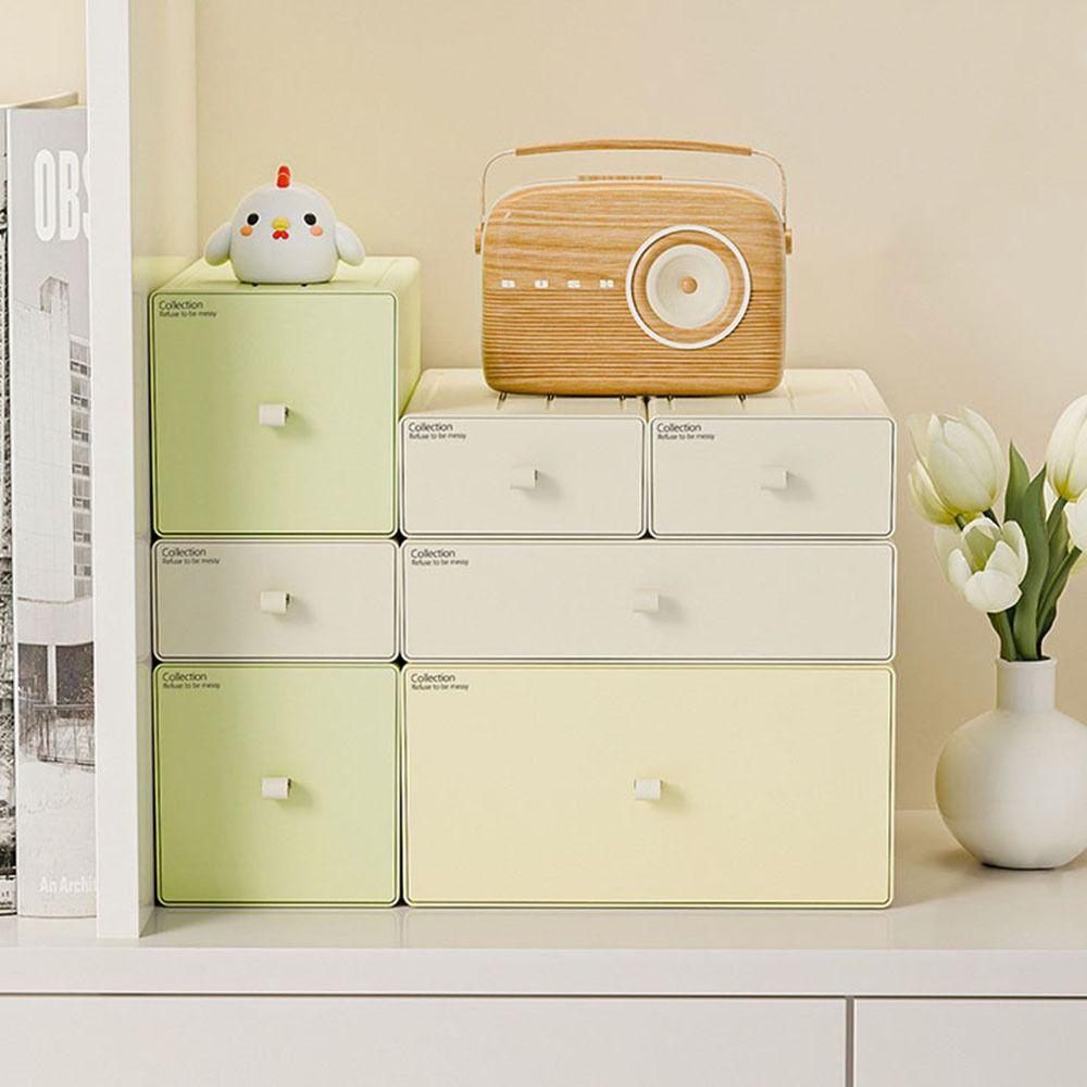 Plastic Cosmetic Storage Box Stackable Makeup Storage Container Stationery Storage Box  Dormitory