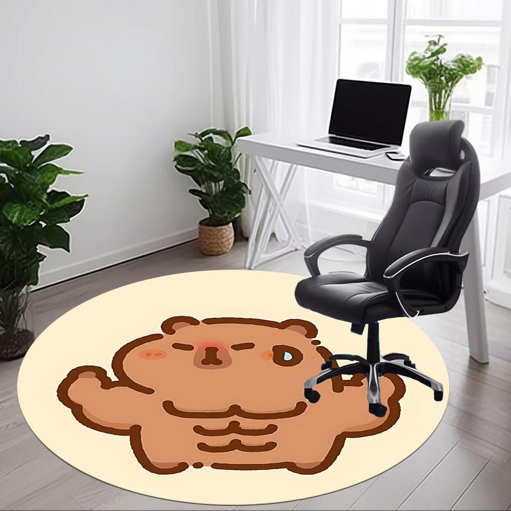 1pc Cartoon Capybara Print Chair Carpet for Office, Soft Flannel Throw Mat, Perfect for Office,Holiday Party Decoration Choice Yy251113159