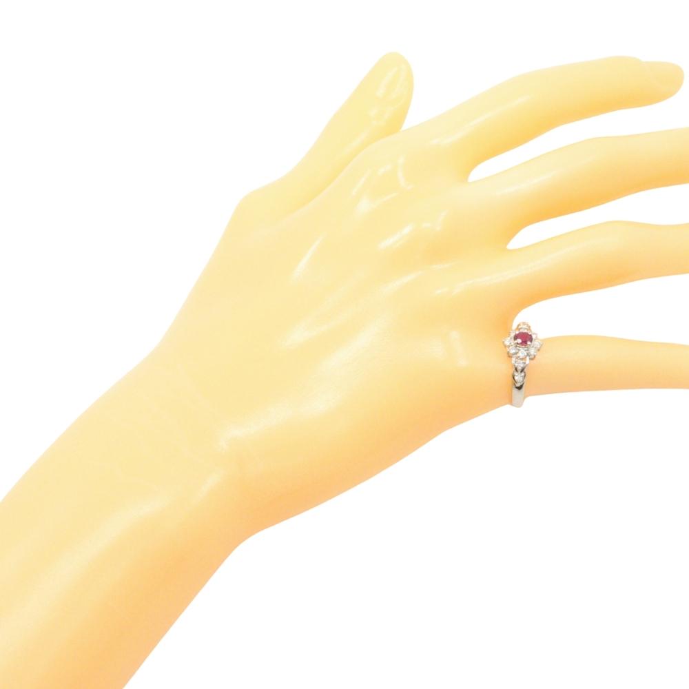 Ring Pt900Platinum/Ruby/diamond #5.8(US Size) 4.1g Women Used