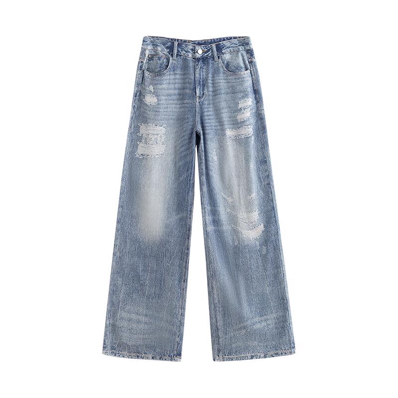 Chu Yu Women's Printed Lyocell Wide-Leg Denim Jeans