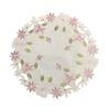 Embroidered Flower Placemat, Round Floral Coaster Placemat, Heat Resistant Table Protector Mat for Dining Table Cup Vase Wedding Party Decoration