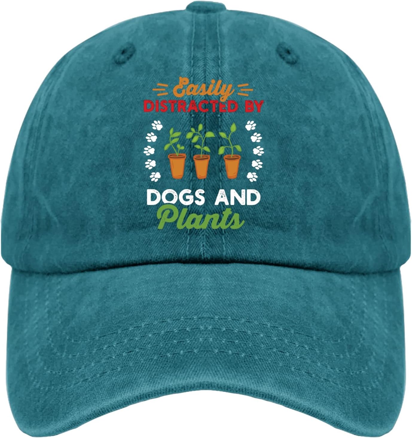 Easily Distracted by Dogs and Plants Baseball Cap Polyester Casual Adult Unisex Garden Hat One Size