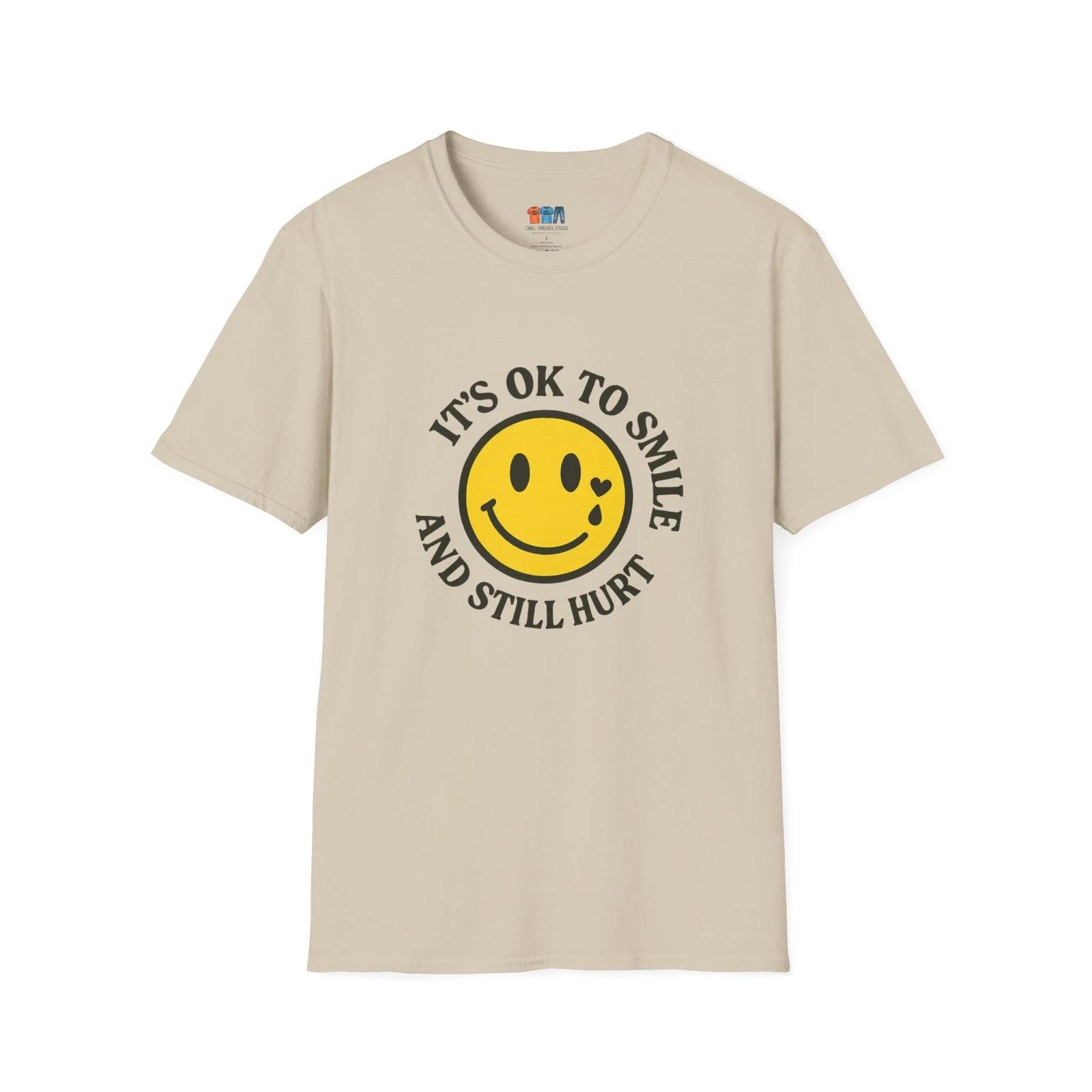 

It’s OK to Smile and Still Hurt Shirt – Mental Health Graphic Tee | Comfort Wear L