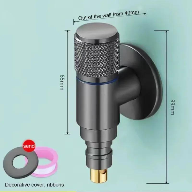 Stainless Steel G1/2 1 In Two Out Double Control Washing Machine Faucet Toilet Triangle Valve Faucet Accessory