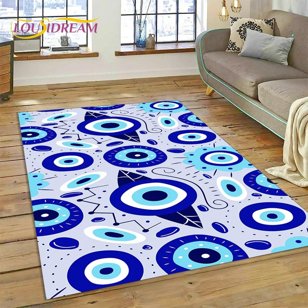 Evil Eye Turkey Blue Nazar Eye of Horus Carpet Rug for Bedroom Living Room Home Sofa Decoration,Child Game Large Decor Floor Mat