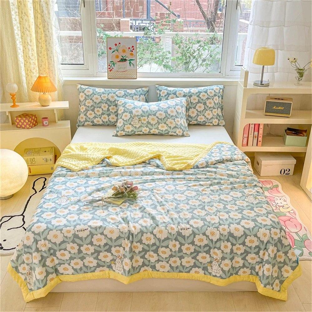 Cotton Summer Quilt Home Sofa Thin Air Conditioning Throw Blanket Soft Office Nap Blanket Bedroom Nap Home Decoration Bed Cover