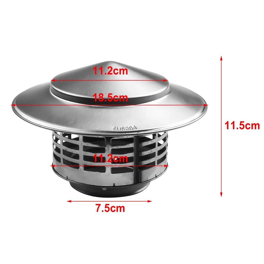 Chimney Cap Stainles Exterior Wall Fresh Air Outlet Roof Pipe Exhaust Hood Chimney Cap Wind Cap Roof Pipe Exhaust Outlet