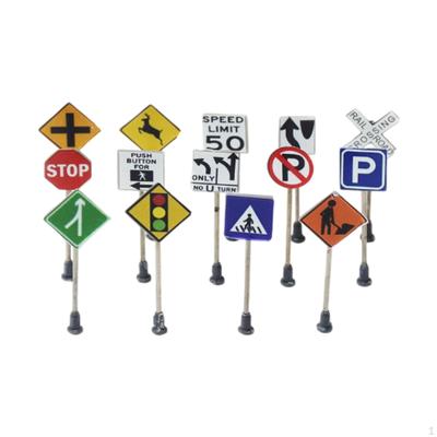 14Pcs Mini Traffic Signs Toys for Boys Girls Street Handmade Miniature Playset Models