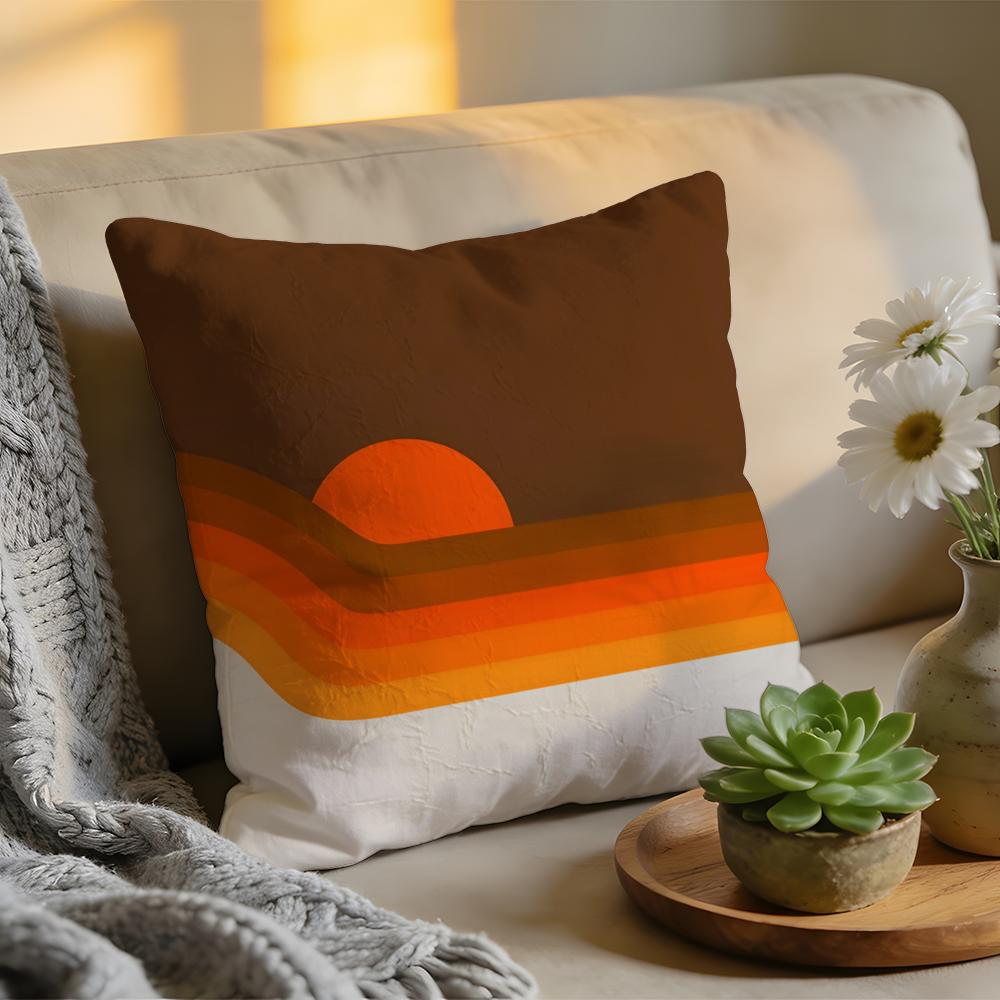 Cushion Cover  Washed Linen  Soft Breathable Decorative Case For Sofa Home Rainbow Series Geometric Print Pillow cover
