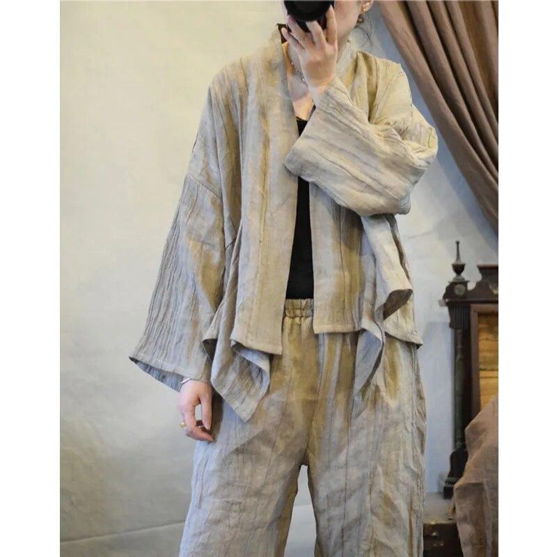 

Johnature, осенняя женская модная льняная льняная рубашка в китайском стиле, винтажная повседневная рубашка с укороченными рукавами One Size хаки