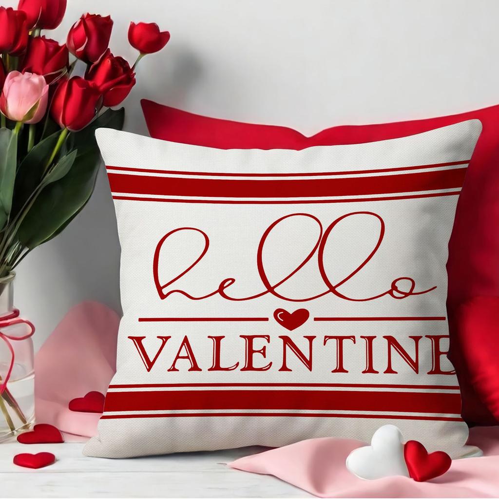 Valentine's Day Pillowcase Linen Love Printed Home Cushion Cover Living Room Sofa Pillowcase