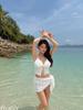 TAKU Korean Style Girlish Slim-Fit Swimsuit Set: Three-Piece Cover-Up with Split Design for Small Busts, Perfect for Vacations and Hot Springs.