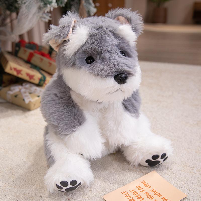 

Cute simulation Schnauzer doll plush toy puppy dog doll children soothing rag doll girl birthday gift 30cm（0.3kg）