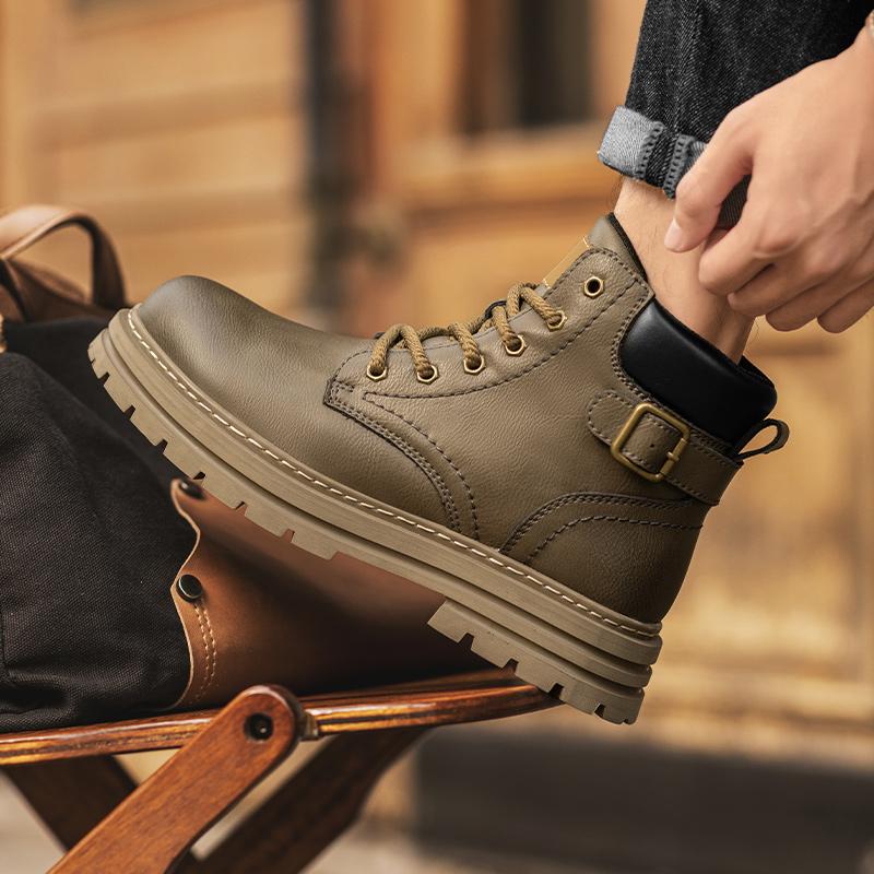 Men Platform Ankle Boots Autumn Winter British Chelsea Leather Boots Outdoor Non Slip Warm Casual Work Boot Botas Hombre