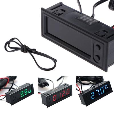 Multifunctional Clock Car Temperature Battery Voltage Monitor Voltmeter DC 12V