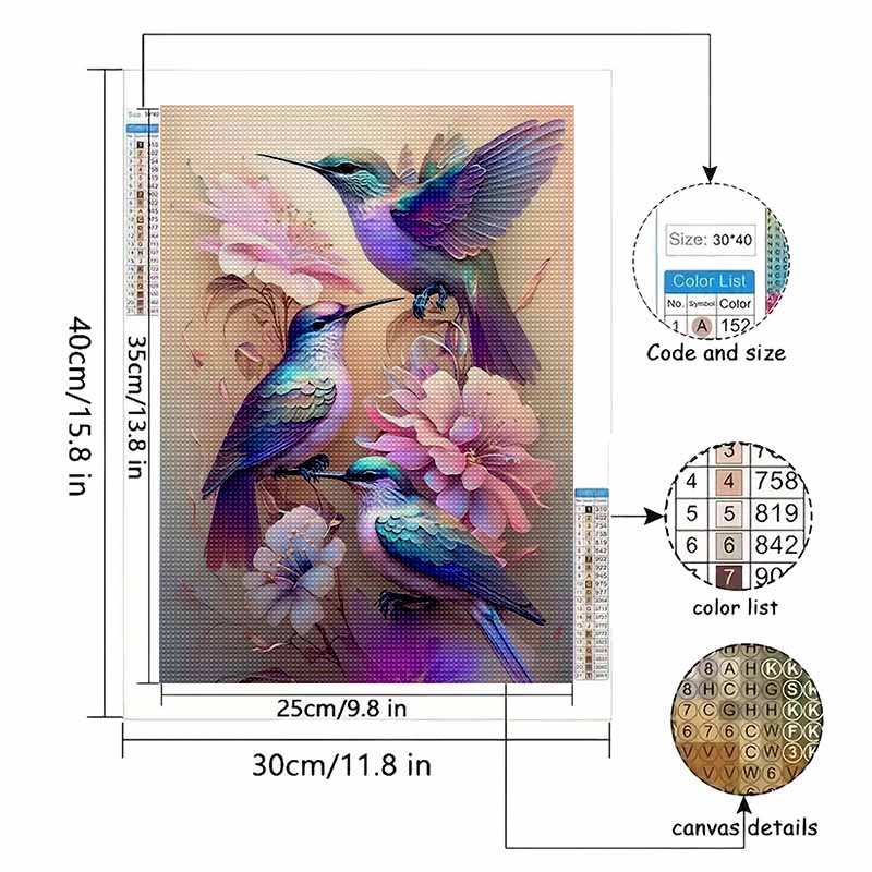 New Arrival 5D DIY Full Circle Diamond Painting "Flowers and Birds" Embroidery Cross Stitch Home Decor Gift