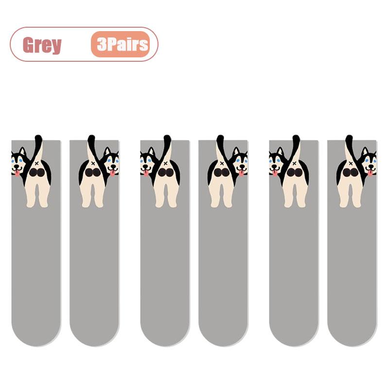 Whimsical 3D Dog Egg Sock Abstract Puppy Pattern Breathable Comfortable Unisex Crew Length for Casual Wear Party Gift All Season