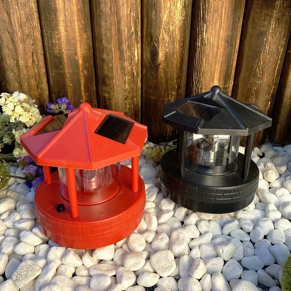 Solar Rotierender Leuchtturm LED Solarleuchten 360-Grad Rotierende Landschaftslampe Signalstrahler Lampe Für Garten Hof Straßenlicht