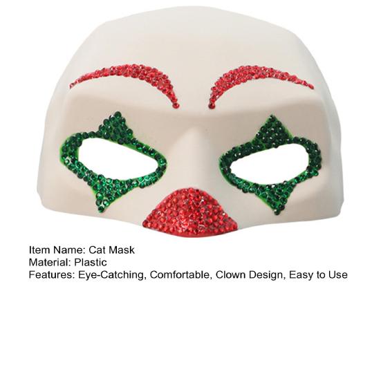 Clown Cat Mask Shiny Rhinestone Clown Mask Pets Cosplay Mask with Ear Holes