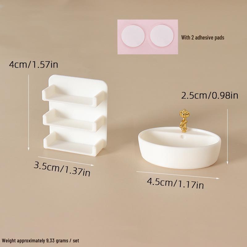 Miniature Dollhouse Bathroom Washbasin Storage Shelf Model Accessories